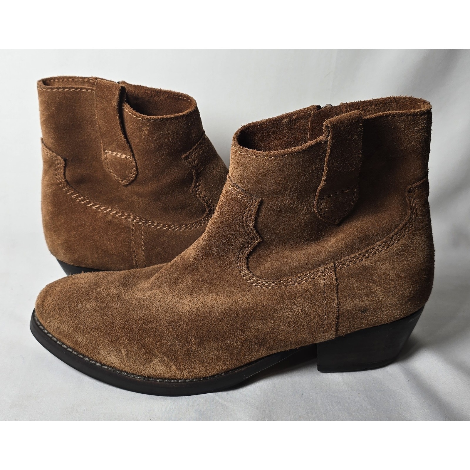 Womens Brown Suede Leather Ankle Boots Size 9.5 Unbranded